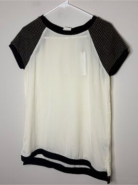 NWT Sanctuary Women’s XS Short Sleeve Top Blouse White Preppy Work Whimsy